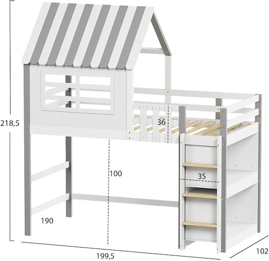 Kids Bed Single Beige for Mattress 90x190cm