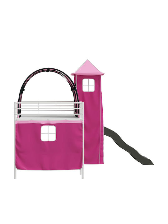 Pat pentru Copii Loft Bed Single Alb pentru Saltea 99.5x200cm