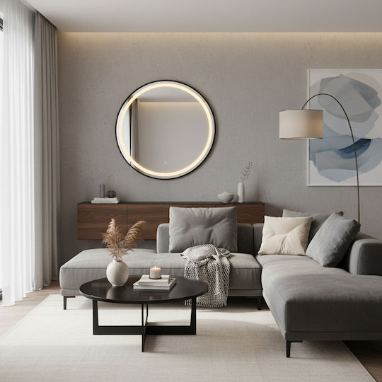 HomeMarkt HM9579.01 Καθρέπτης Μαύρος & LED Φωτισμό Διαμέτρου 60cm HomeMarkt HM9579.01 Καθρέπτης Μαύρος & LED Φωτισμό Διαμέτρου 60cm