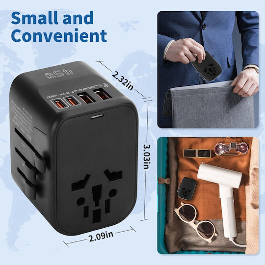 Steckdosenadapter von England auf Universal mit 4 USB-Anschlüssen
