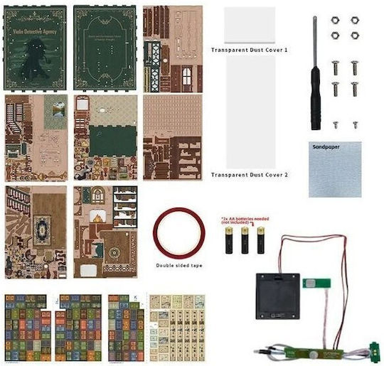 Tonecheer Παιχνίδι Κατασκευών Ξύλινo Book Nook Kit Violin Detective Agency DIY για Παιδιά 15+ Ετών