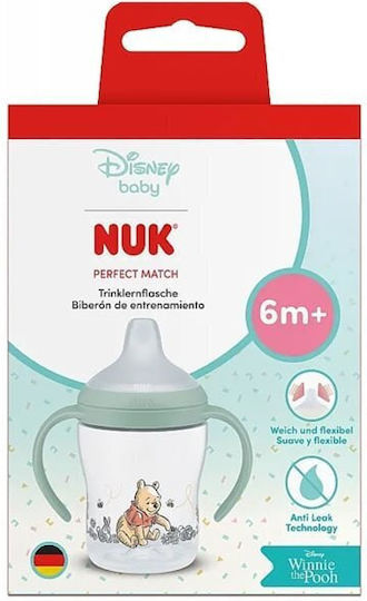 Nuk Winnie The Pooh Εκπαιδευτικό Μπιμπερό Πλαστικό με Λαβές Πράσινο για 6m+ 150ml