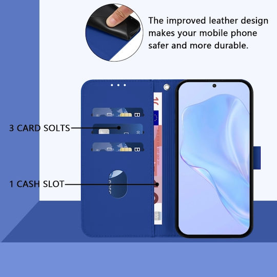 Skin Feel Solid Color Wallet Piele Albastru (TCL 50 NXTPAPER 5G / TCL 50 Pro NXTPAPER 5G)