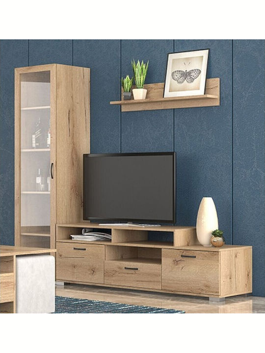 Wohnzimmer TV-Einheit Nr. 29 Latte mit Vitrine M150xB36xH44,5cm