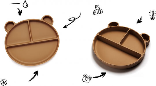 Kidnort Baby Food Plate made of Silicone Brown