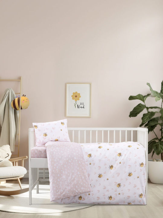 Kocoon Set Cu Cauciuc Roz 70x130cm Lenjeri De Patut Bebe