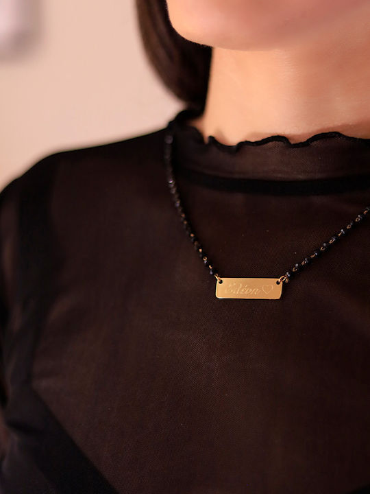 Theodora's Jewellery Necklace Rosary ID Card from Steel Black