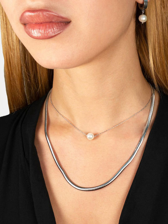 Theodora's Jewellery Necklace Solitaire from Silver with Pearls