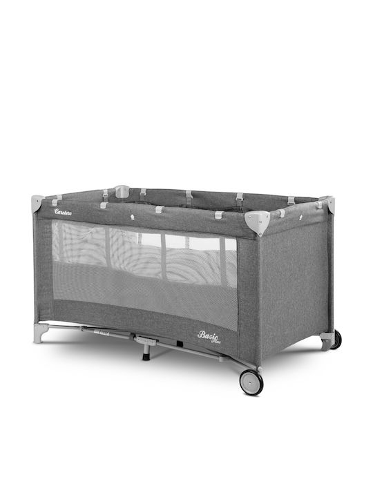 Caretero Basic Plus Παρκοκρέβατο με Στρώμα Graphite 125x66cm