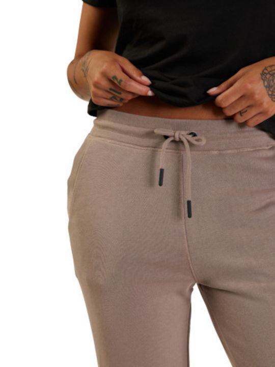 Παντελόνι Φόρμας με Λάστιχο Fleece Καφέ