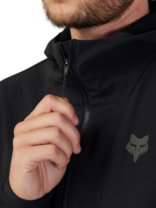 Ανδρική Ζακέτα Fleece με Κουκούλα Μαύρη