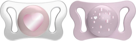 Chicco Πιπίλες Σιλικόνης Physio Forma Micro Καρδούλα Ροζ-Διάφανο για 0-2 μηνών 2τμχ