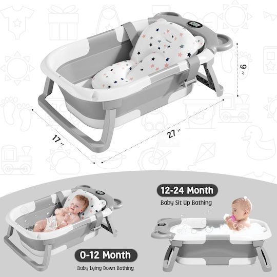Little Mom Faltbare Babybadewanne mit Thermometer Gray