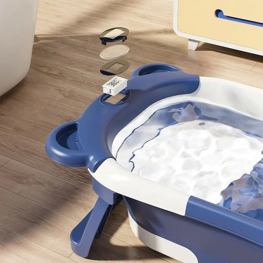 Little Mom Faltbare Babybadewanne mit Thermometer Blau
