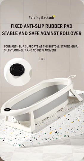 Little Mom Foldable Baby Bath with Thermometer Gray