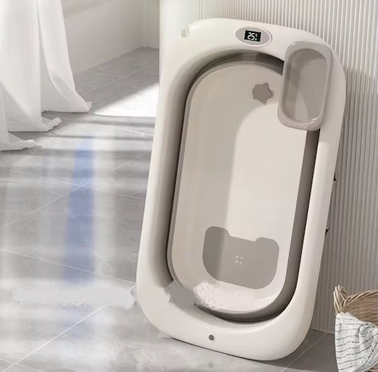 Little Mom Foldable Baby Bath with Thermometer Gray