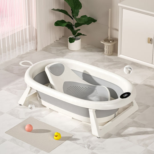 Little Mom Foldable Baby Bath with Thermometer Gray