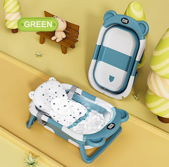 Little Mom Faltbare Babybadewanne mit Thermometer Grün