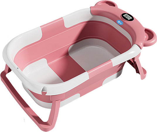 Little Mom Faltbare Babybadewanne mit Thermometer Rosa