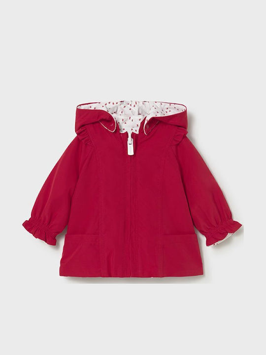 Kids Casual Waterproof Jacket with Hood Red