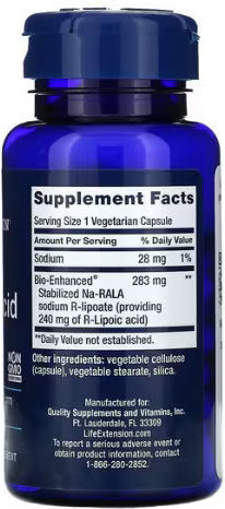 Life Extension Super R Lipoic Acid Special Food Supplement 60 Vegetable Capsules
