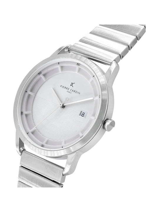 Pierre Cardin Herrenuhr 43mm Batterie mit Silber Metallarmband