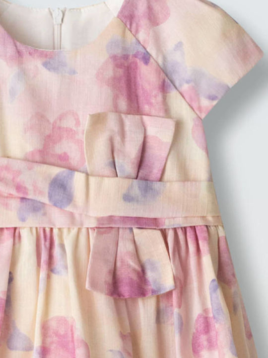 Mädchenkleid Kurzärmelig Blumen Set aus 2 mit Zubehör Rosa