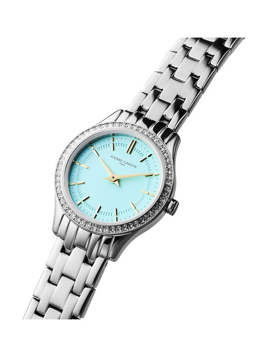 Pierre Cardin Γυναικείο Ρολόι 30mm Μπαταρίας με Ασημί Μεταλλικό Μπρασελέ
