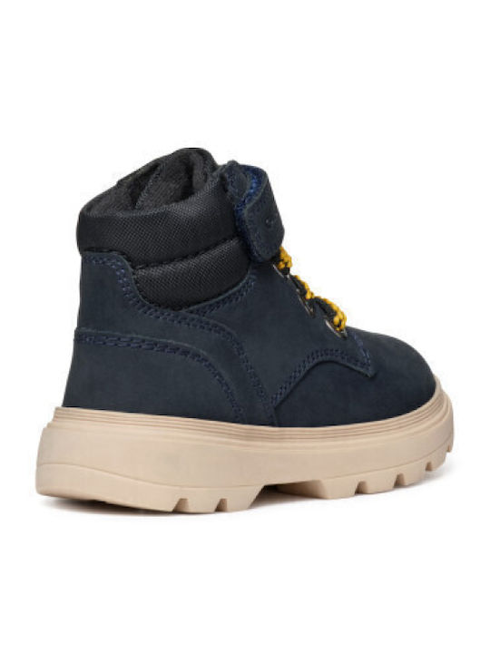 Kiddartah Leather Kids Boots with Zipper Blue