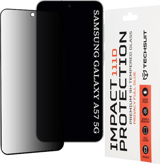 Techsuit 111d Datenschutz Vollflächig Gehärtetes Glas Samsung Galaxy A57 5G Schwarz