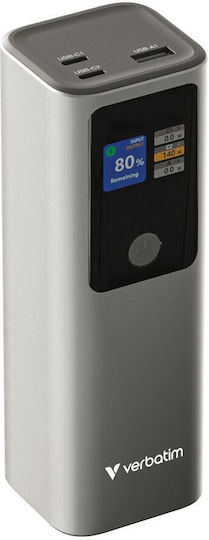 Verbatim Charge 'n' Go Power Bank 27000mAh 140W with 2 USB-C Ports Power Delivery / Quick Charge 3.0 Gray