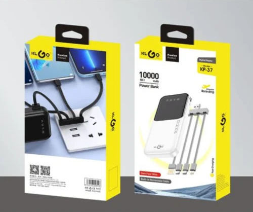 KLGO KP-37 Power Bank 10000mAh mit 2 USB-A Anschlüssen Stromlieferung Weiß