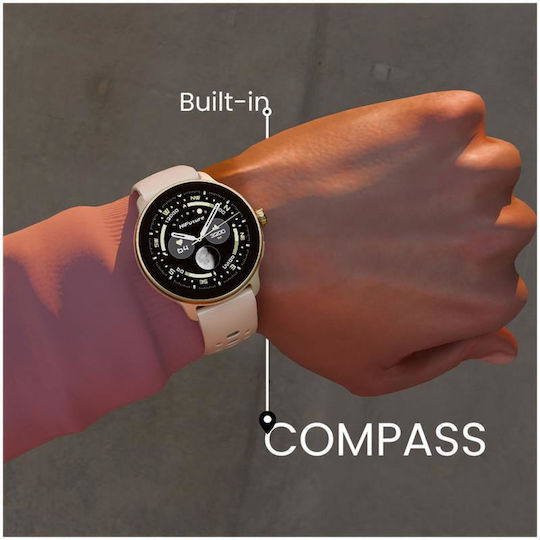 HiFuture Vela Stainless Steel 47mm Smartwatch με Παλμογράφο (Μπεζ)