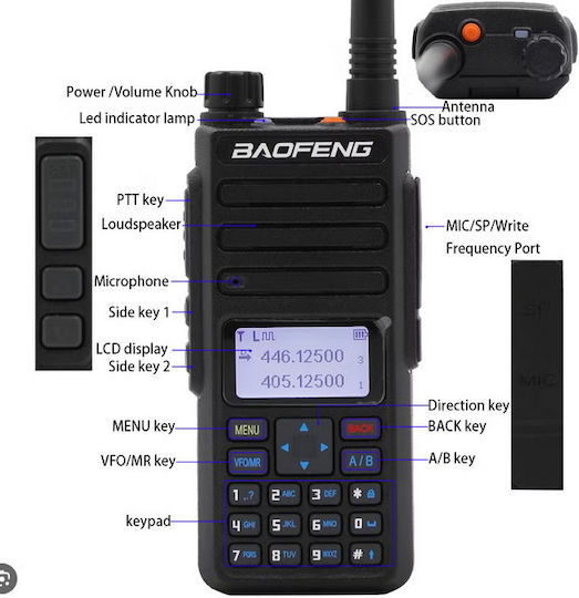 Baofeng DMR-1801 Wireless Transceiver UHF/VHF 4W with Monochrome Screen