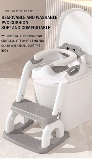 Little Mom Kleinkinder-Toilettensitz BH-1009 Mit Stufe & Griffen Grau