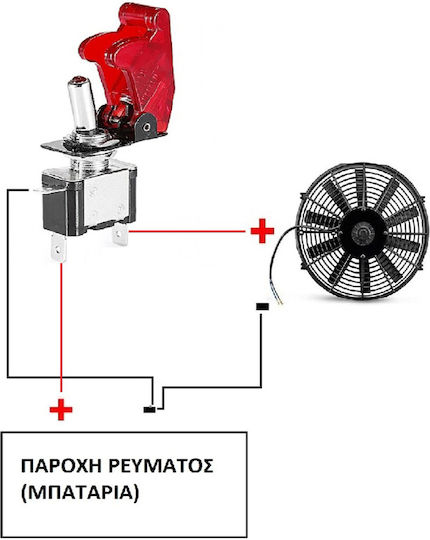 Διακόπτης On/Off Αυτοκινήτου 12V 2pin Κόκκινο