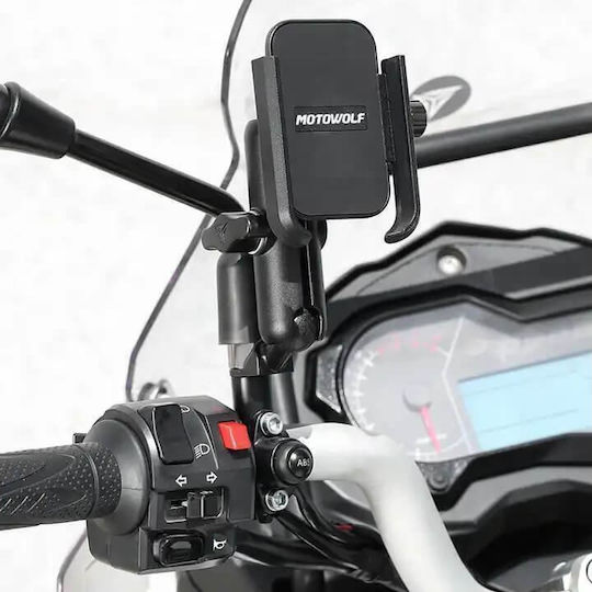 Motowolf Βάση Κινητού Μοτοσυκλέτας με Ρυθμιζόμενο Βραχίονα για τον Καθρέπτη