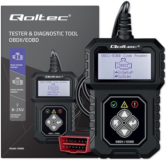 Qoltec Διαγνωστικό Αυτοκινήτου Ψηφιακό OBD 2 με Καλώδιο
