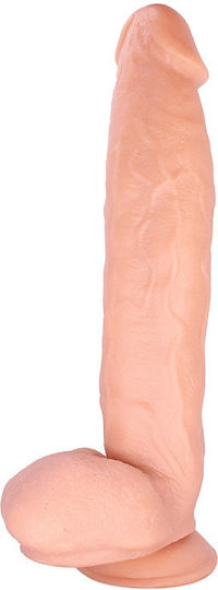 Smd Great White King Sized Dildo Realistic Penis Replica With Scrotum Suction Cup Premium Tpe 31.5cm Flesh