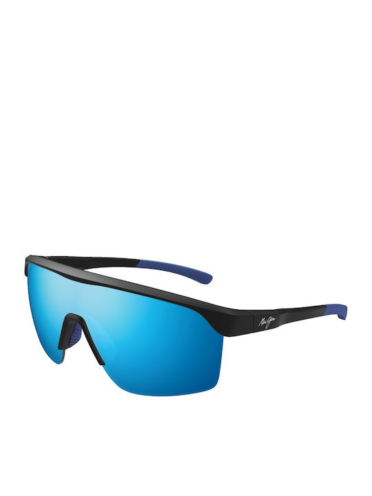Maui Jim Unisex Γυαλιά Ηλίου με Μαύρο Κοκκάλινο Σκελετό και Μπλε Καθρέφτη Φακό palunaB595-02A