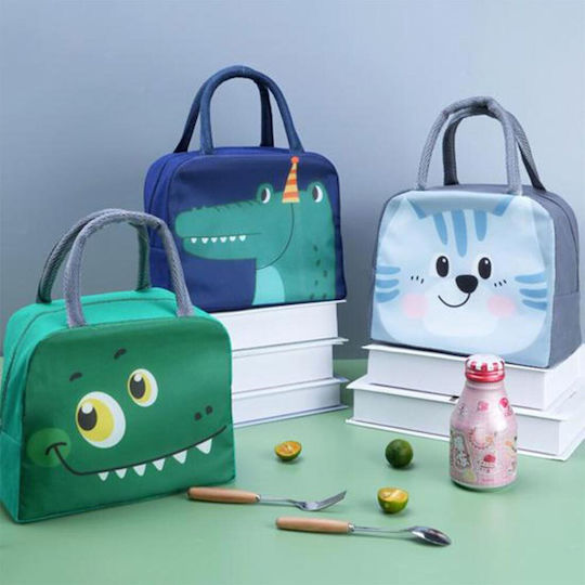 Amber School Insulated Kids' Lunch Handbag 5.5 Litre Blue Dinosaurs 19x14x23cm
