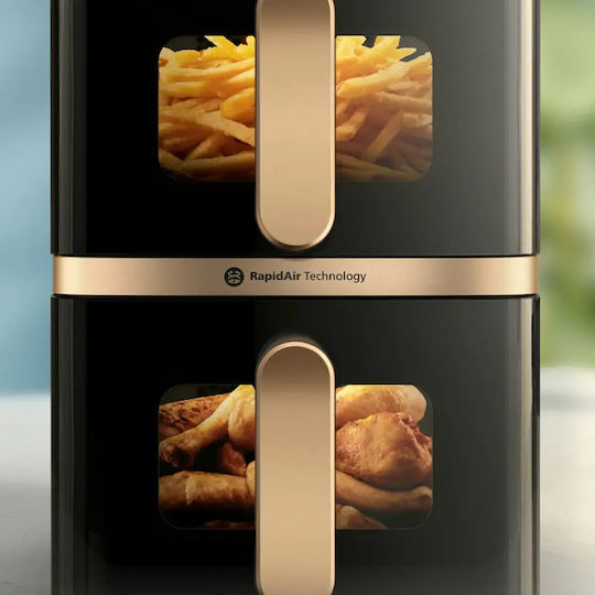 Philips Ovi Dual Basket Air Fryer with Wi-Fi and Double Removable Container 10l Black