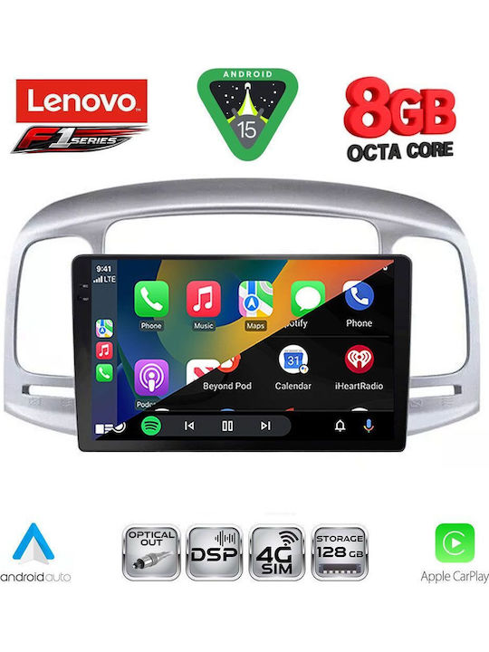 Lenovo Car Audio System for Hyundai Accent 2005-2012 (Bluetooth/USB/WiFi/GPS/Apple-Carplay/Android-Auto) with Touch Screen 9"