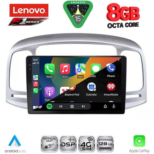 Lenovo Car Audio System for Hyundai Accent 2005-2012 (Bluetooth/USB/WiFi/GPS/Apple-Carplay/Android-Auto) with Touch Screen 9"