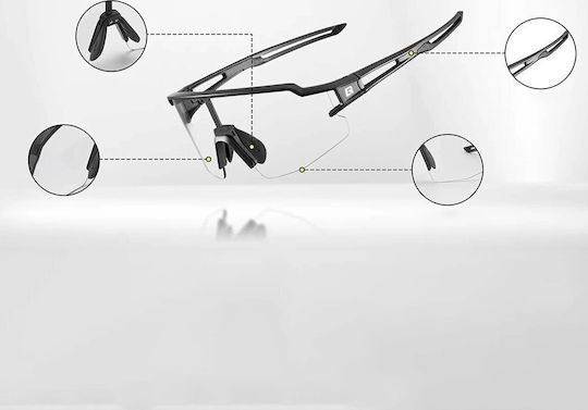 Rockbros Cycling Glasses with Black Frame & Photochromic Lenses