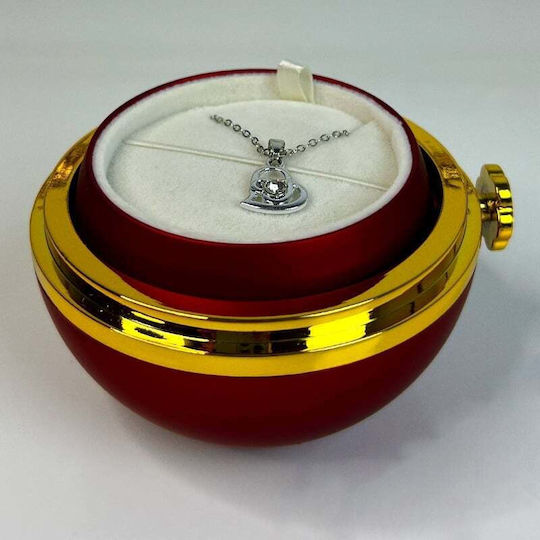 Rote Seife Rose In Elegante Box Dome Kette Überraschen Anhänger