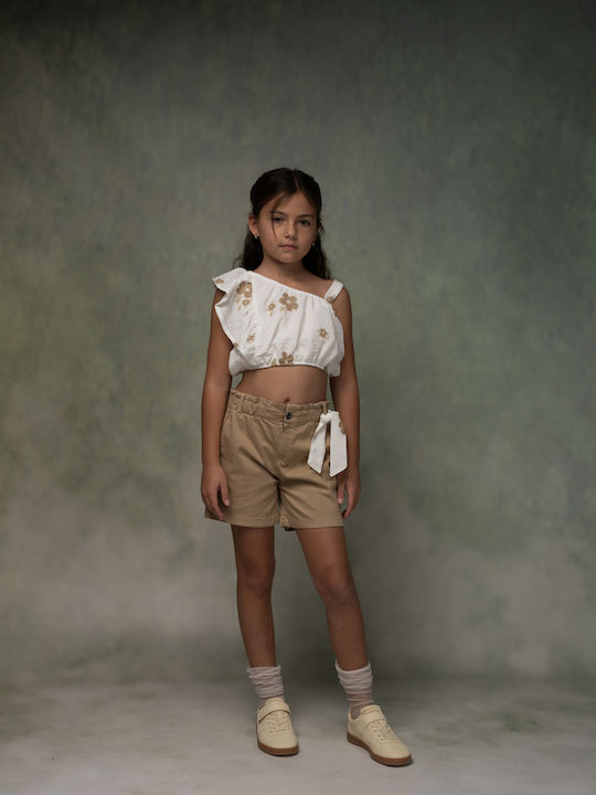 Kids' Set with Shorts Summer 2pcs Beige-white