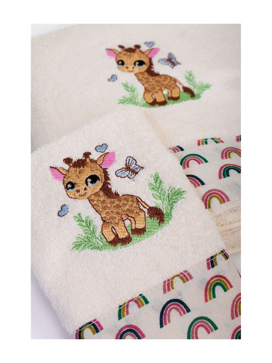 Dimcol Set of baby towels 2pcs Giraffe Ecru-multi Weight 400gr/m²