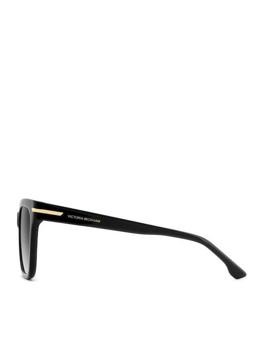 Victoria Beckham Unisex Sonnenbrillen mit Schwarzem Horn umrandetem Rahmen und schwarzen Gläsern