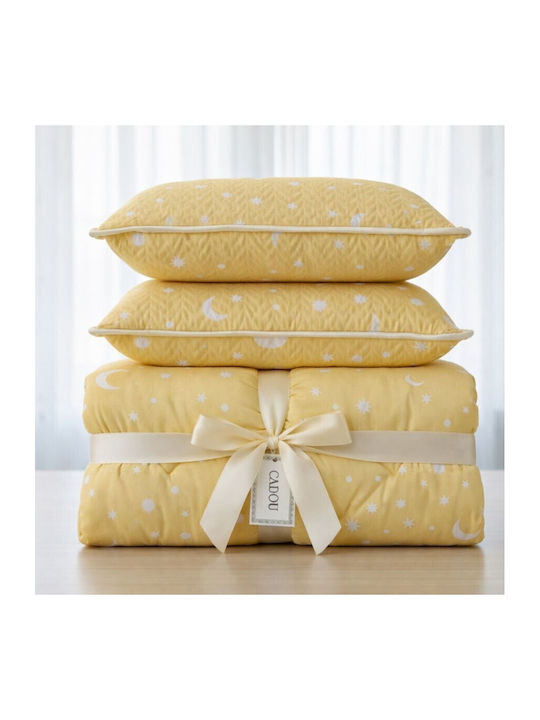 Pucioasa Set Pilotă Dublu 200x215cm Galben 3buc 250 g/mp²Gsm